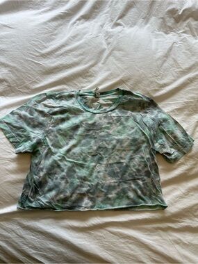 Washed Green Tie-Dye Crop Tee